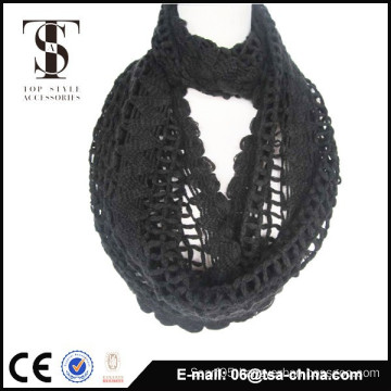 Newest style black color fashionable handmade crochet scarf